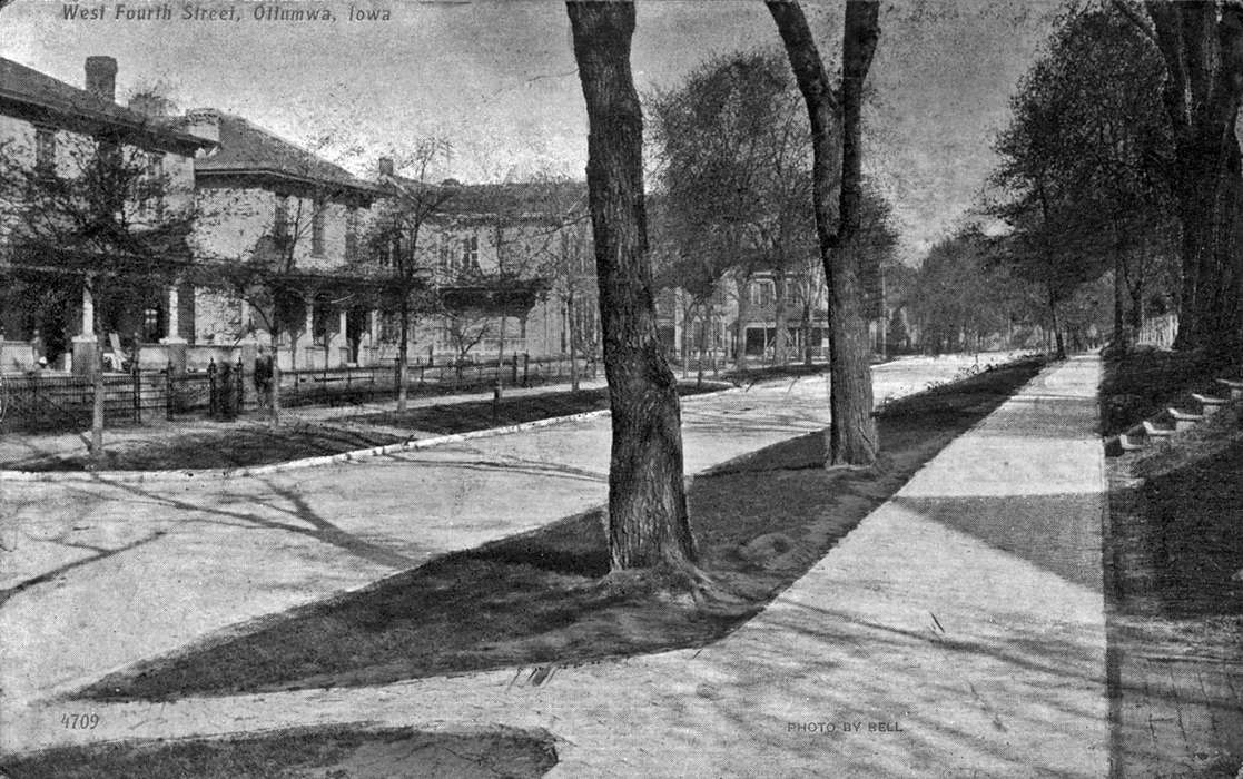 sidewalk, Ottumwa, IA, Homes, Lemberger, LeAnn, history of Iowa, Iowa, Cities and Towns, neighborhood, house, fence, Iowa History, tree