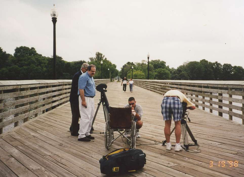 men, Waverly Public Library, wheelchair, bridge, Iowa, history of Iowa, Iowa History, Leisure