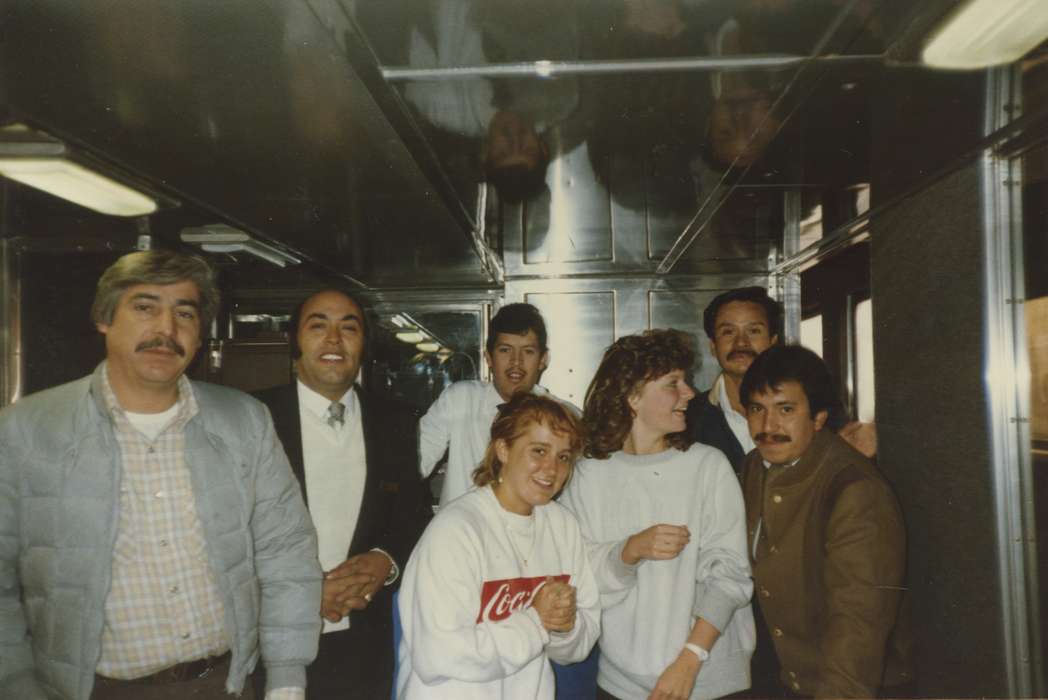 Portraits - Group, Travel, People of Color, spring break, history of Iowa, Iowa History, jacket, Love, Susan, NM, sweater, Iowa, coca cola, train, mustache, Labor and Occupations