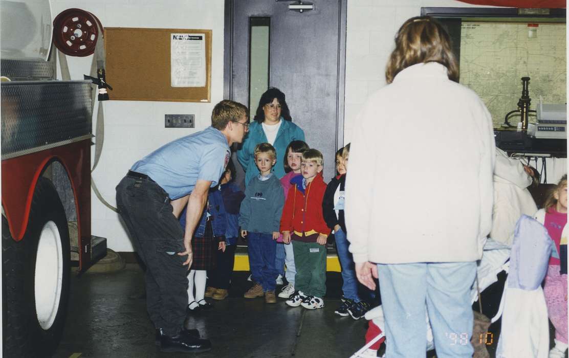 Iowa, Grinnell, IA, Schools and Education, Children, Twitchell, Hannah, history of Iowa, fire station, firefighter, Civic Engagement, fire truck, Motorized Vehicles, Iowa History, Labor and Occupations