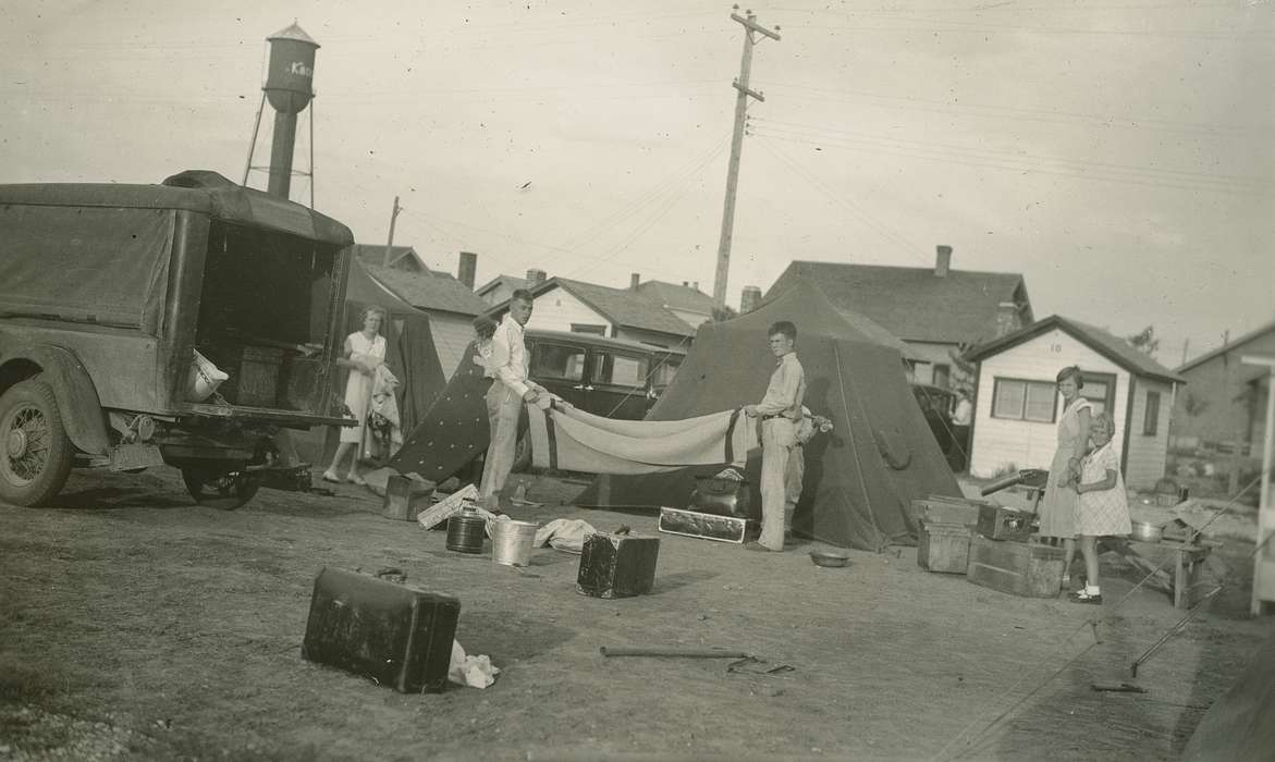 Portraits - Group, suitcase, Kadoka, SD, camping, Iowa History, Iowa, McMurray, Doug, Travel, Outdoor Recreation, Children, history of Iowa