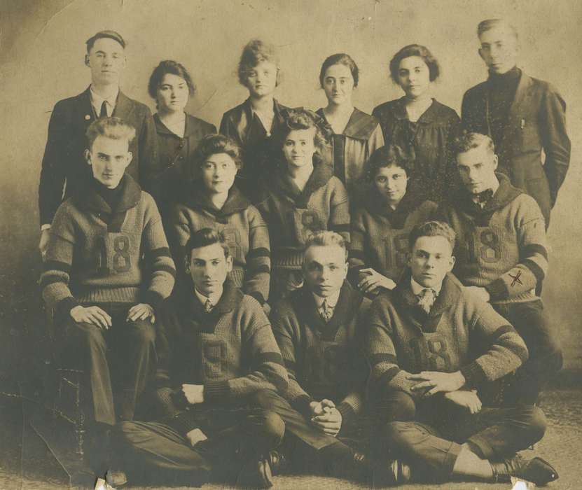 Iowa History, Iowa, history of Iowa, Portraits - Group, Schools and Education, Schlawin, Kent, uniform, Osage, IA