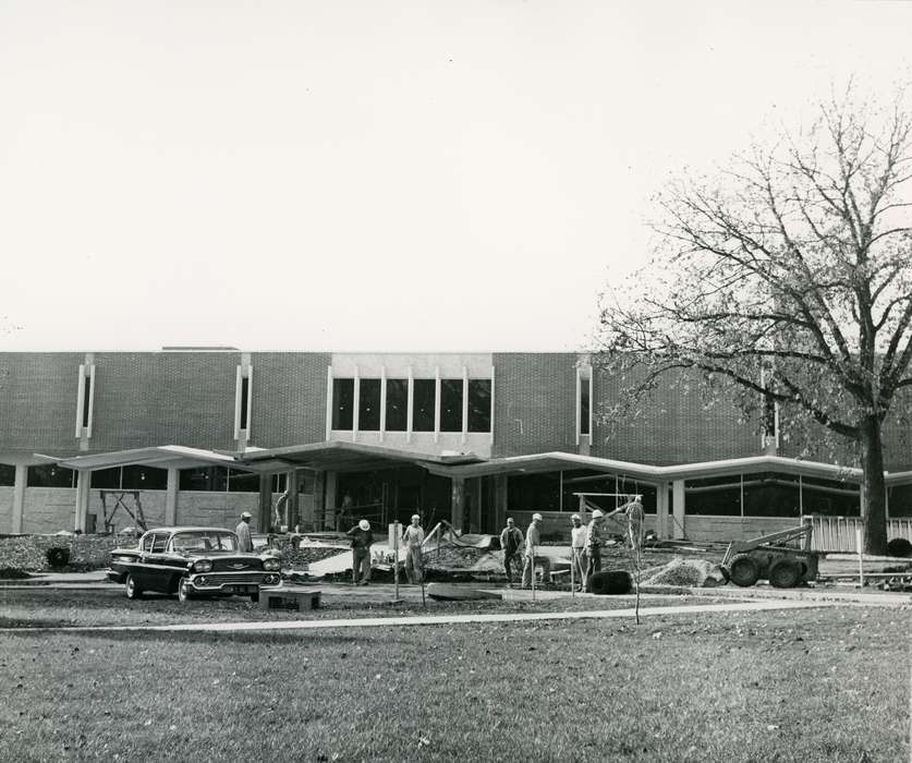 construction crew, rod library, Iowa, construction, UNI Special Collections & University Archives, Schools and Education, state college of iowa, uni, university of northern iowa, Cedar Falls, IA, Labor and Occupations, history of Iowa, library, Iowa History