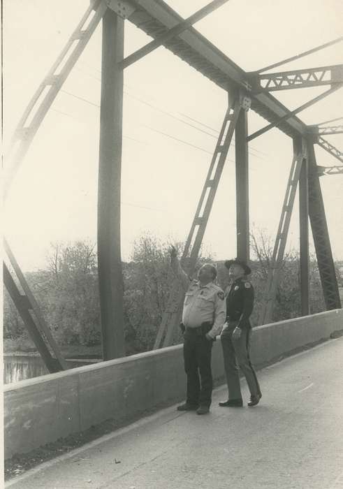 bridge, Iowa History, history of Iowa, Lakes, Rivers, and Streams, Waverly, IA, police officer, river, Iowa, Waverly Public Library