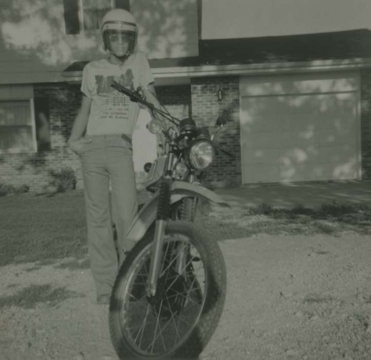 history of Iowa, Iowa History, Motorized Vehicles, motorcycle, Schrodt, Evelyn, Murray, IA, Iowa, Portraits - Individual