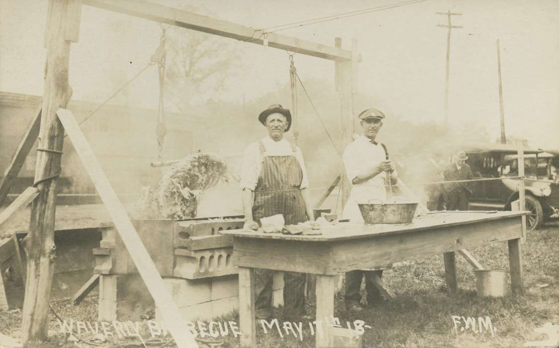 Portraits - Group, Food and Meals, Iowa, cooking, Labor and Occupations, Waverly, IA, Meyers, Paulette, history of Iowa, barbecue, Iowa History