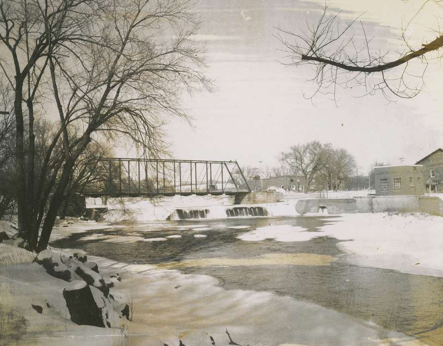 Hatcher, Cecilia, bridge, history of Iowa, Iowa History, Winter, Lakes, Rivers, and Streams, river, Iowa, Landscapes, Anamosa, IA, dam