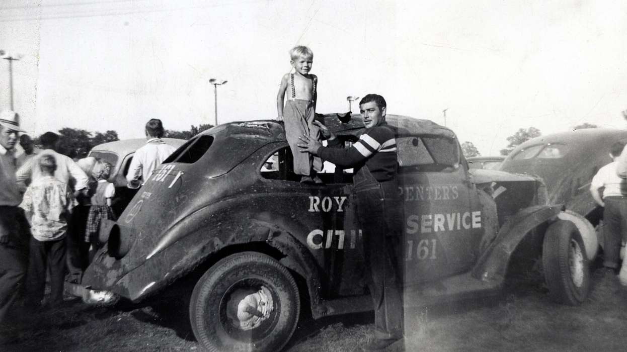 Portraits - Group, tunis speedway, racecar, history of Iowa, Iowa History, Entertainment, racecar driver, Motorized Vehicles, Volgarino, Jim, car, speedway, Iowa, Waterloo, IA, Children