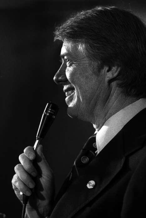 pin, campaign, Iowa History, Ottumwa, IA, history of Iowa, microphone, smile, Civic Engagement, tie, profile, president, Iowa, Lemberger, LeAnn, jimmy carter