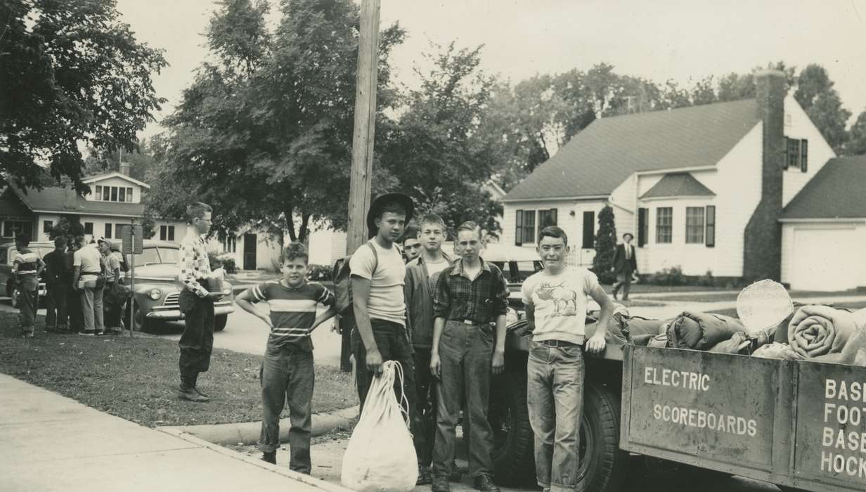 Portraits - Group, boy scouts, history of Iowa, Iowa History, Motorized Vehicles, Webster City, IA, Iowa, McMurray, Doug, Children