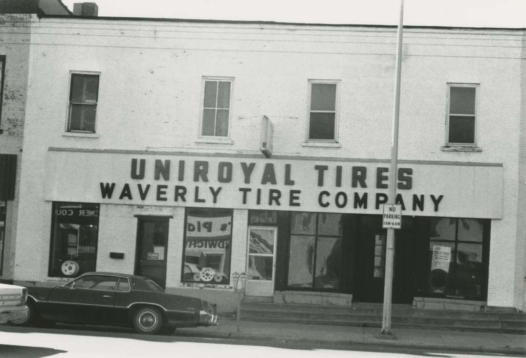 Main Streets & Town Squares, main street, history of Iowa, Iowa History, storefront, Businesses and Factories, tire store, Iowa, Cities and Towns, Waverly Public Library