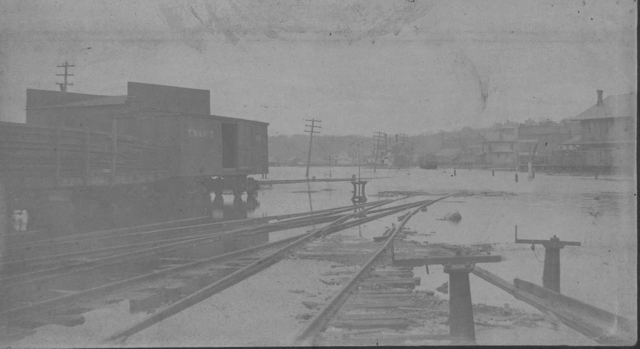 Becker, Alfred, Iowa, Train Stations, train tracks, Lakes, Rivers, and Streams, Cities and Towns, Dubuque, IA, history of Iowa, Floods, Iowa History