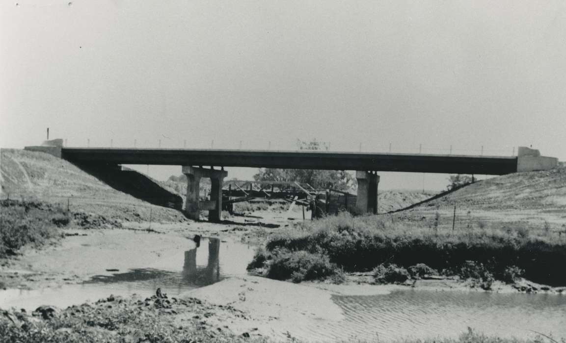 history of Iowa, Landscapes, Waverly Public Library, Waverly, IA, Iowa, stream, Iowa History, correct date needed, Lakes, Rivers, and Streams, bridge