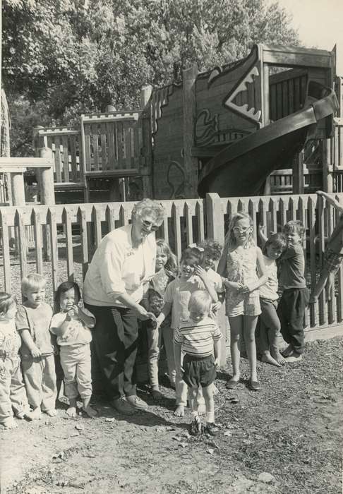 Portraits - Group, playground, history of Iowa, Iowa History, children, large group picture, Waverly, IA, Iowa, Children, Waverly Public Library