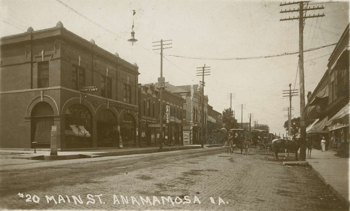 Main Streets & Town Squares, history of Iowa, Iowa History, brick, Iowa, dentist, Anamosa, IA, horse, Hatcher, Cecilia