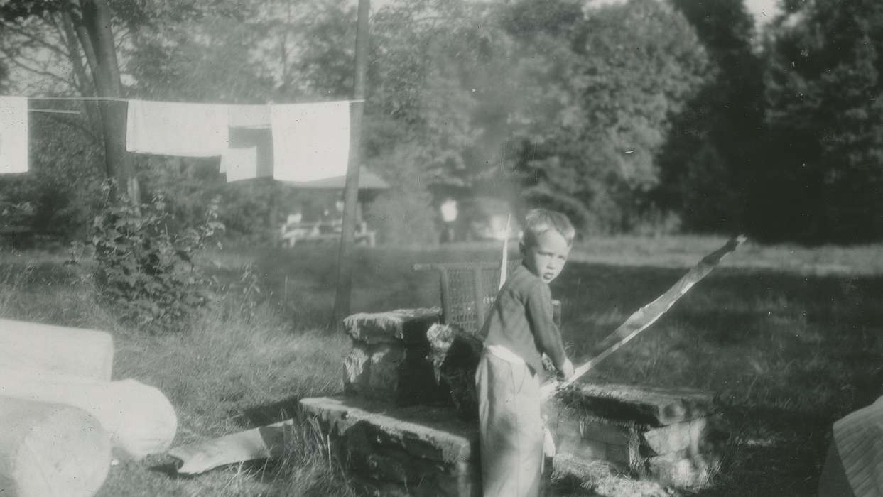 clothesline, history of Iowa, campground, wood, McMurray, Doug, Iowa, USA, fire pit, Children, Iowa History, Outdoor Recreation