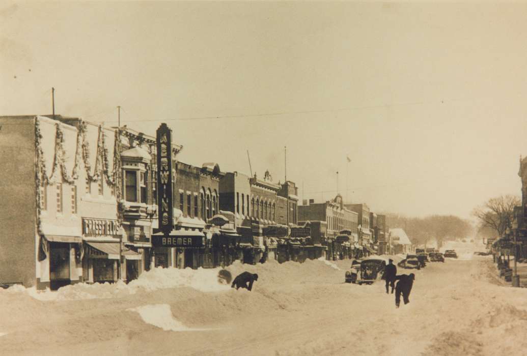 Main Streets & Town Squares, history of Iowa, Iowa History, Winter, business, Iowa, Cities and Towns, snow, Waverly Public Library