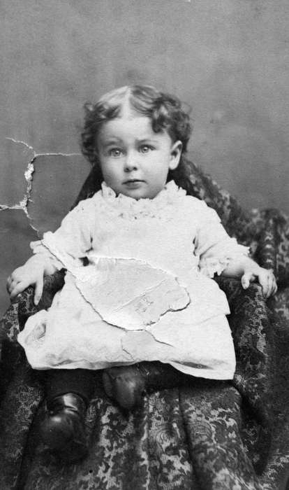 Shaw, Marilyn, Iowa, Webster City, IA, Children, dress, Portraits - Individual, toddler, history of Iowa, Iowa History