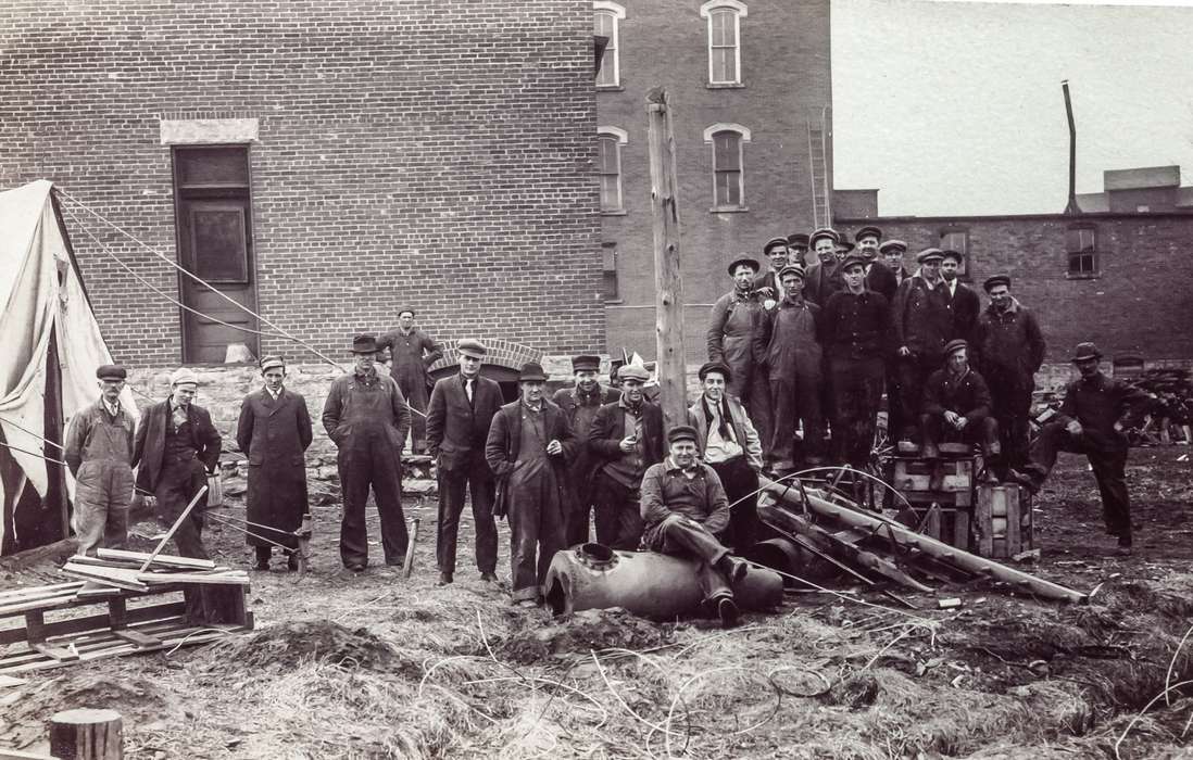 Anamosa, IA, history of Iowa, brick, Anamosa Library & Learning Center, Iowa, tent, Labor and Occupations, Iowa History, Portraits - Group