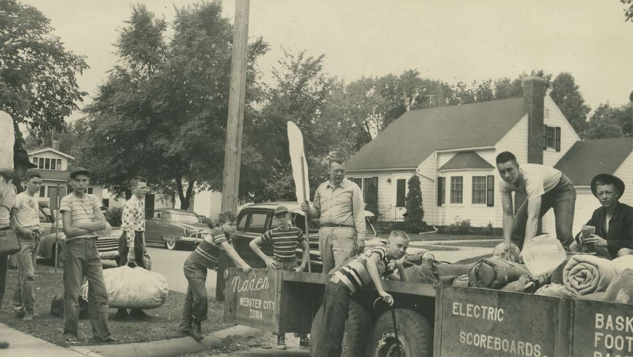Portraits - Group, boy scouts, history of Iowa, Iowa History, Motorized Vehicles, Webster City, IA, car, Iowa, McMurray, Doug, house, Children, Leisure