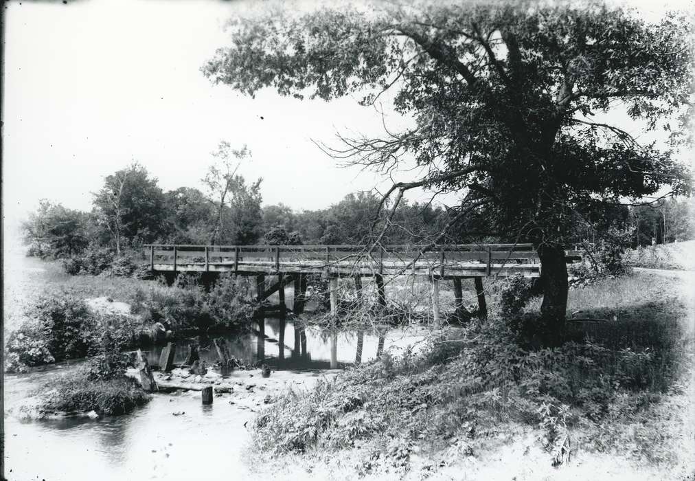 bridge, Iowa History, history of Iowa, Lakes, Rivers, and Streams, Waverly, IA, stream, Iowa, Landscapes, Waverly Public Library