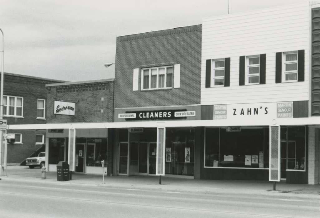 Main Streets & Town Squares, main street, history of Iowa, Iowa History, Businesses and Factories, paint store, Iowa, Cities and Towns, cleaners, Waverly Public Library