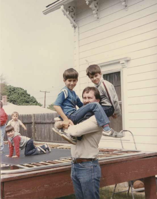 boy, Iowa History, denim, Leisure, Lincoln, RI, Children, man, Iowa, history of Iowa, Portraits - Group, vacation, Sports, Nulty, Tom and Carol, Travel, trampoline