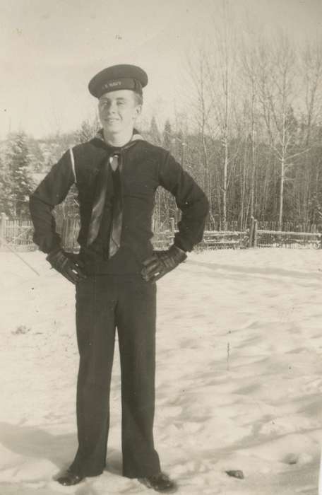 Military and Veterans, history of Iowa, Iowa History, Winter, sailor, Iowa, Salway, Evelyn, snow, Spokane, WA, Portraits - Individual