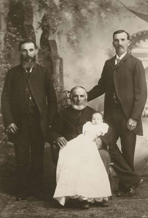 Portraits - Group, baby, IA, Iowa, Children, Sell, Jeff, old man, history of Iowa, Iowa History