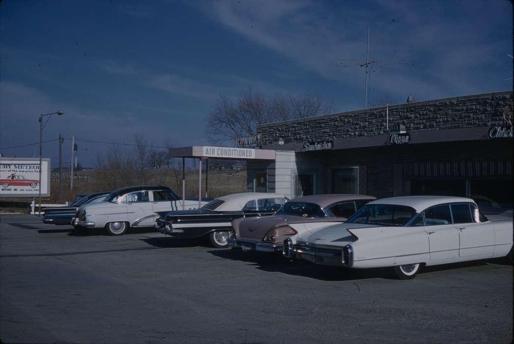Campopiano Von Klimo, Melinda, history of Iowa, Iowa History, air conditioned, Motorized Vehicles, Businesses and Factories, chevrolet, cadillac, Iowa, white wall tire, restaurant, Des Moines, IA