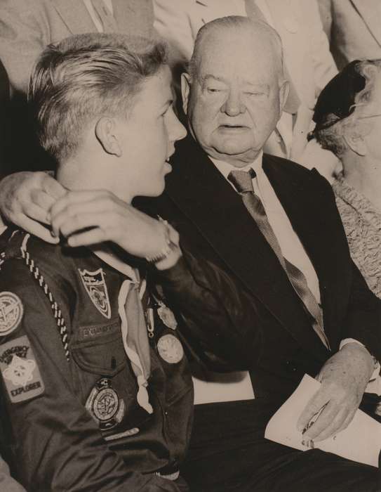 Portraits - Group, West Branch, IA, old man, boy scout, Iowa History, eagle scout, Civic Engagement, Iowa, uniform, Meyers, Cindy, herbert hoover, president, history of Iowa