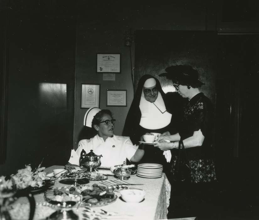 Waverly Public Library, history of Iowa, tea pot, IA, Iowa History, nun, Iowa, correct date needed, Food and Meals, tea cup, Religion