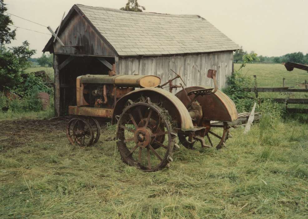 wheels, Douds, IA, Farming Equipment, history of Iowa, Iowa History, Motorized Vehicles, Barns, shed, hay, wood, tractor, Adam, Patty, grass, Iowa, rust