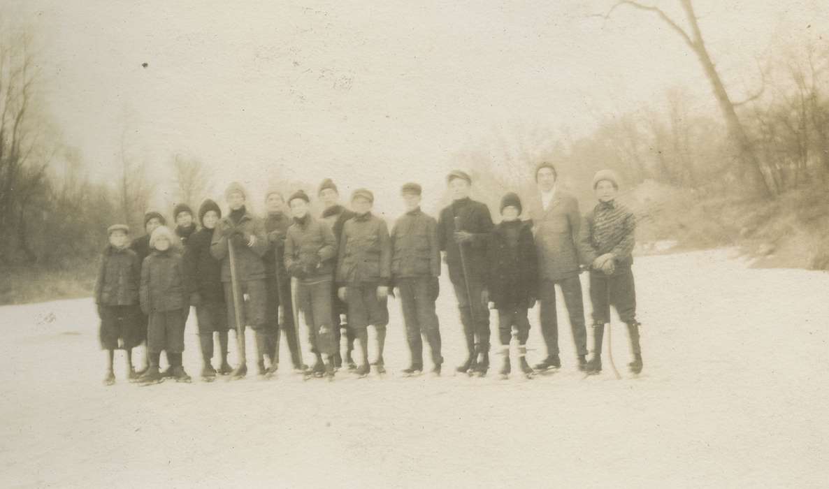 Outdoor Recreation, Portraits - Group, Iowa, Webster City, IA, McMurray, Doug, hockey, Winter, history of Iowa, skating, Iowa History