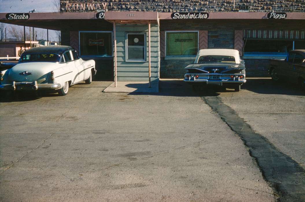 Campopiano Von Klimo, Melinda, history of Iowa, Iowa History, Motorized Vehicles, Businesses and Factories, chevrolet, parking lot, car, Iowa, restaurant, Des Moines, IA