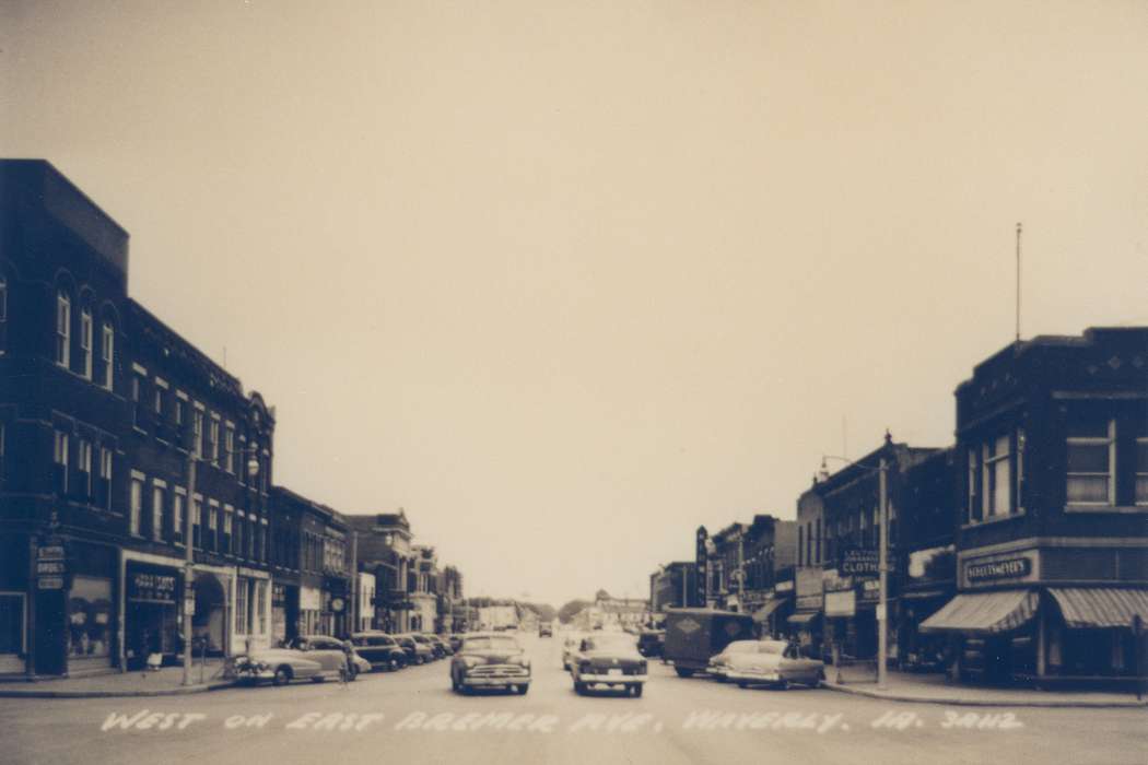 history of Iowa, Religious Structures, cars, Iowa History, Motorized Vehicles, Businesses and Factories, business, Waverly, IA, Iowa, Cities and Towns, Waverly Public Library