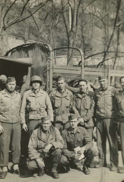France, Military and Veterans, Iowa History, Iowa, history of Iowa, Garrison, Ginnie, Portraits - Group, wwii, army, Travel