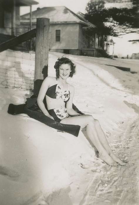 history of Iowa, West Union, IA, Iowa, Portraits - Individual, Fink-Bowman, Janna, Iowa History, silly, Winter, bathing suit