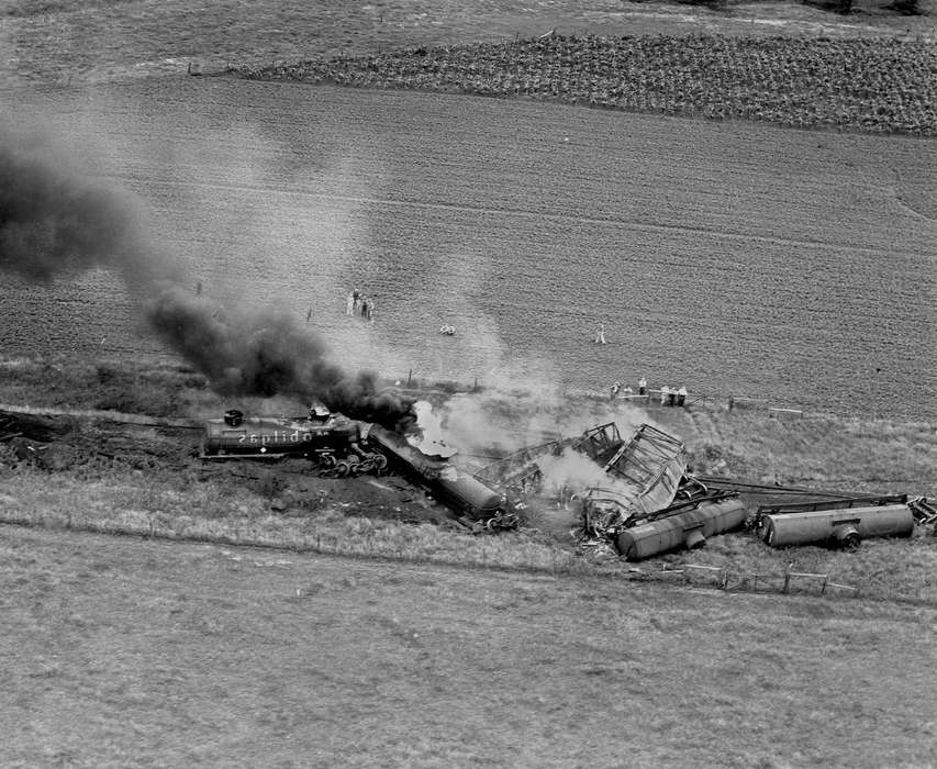history of Iowa, Iowa History, Wrecks, field, Aerial Shots, Sigourney, IA, Iowa, Lemberger, LeAnn, train