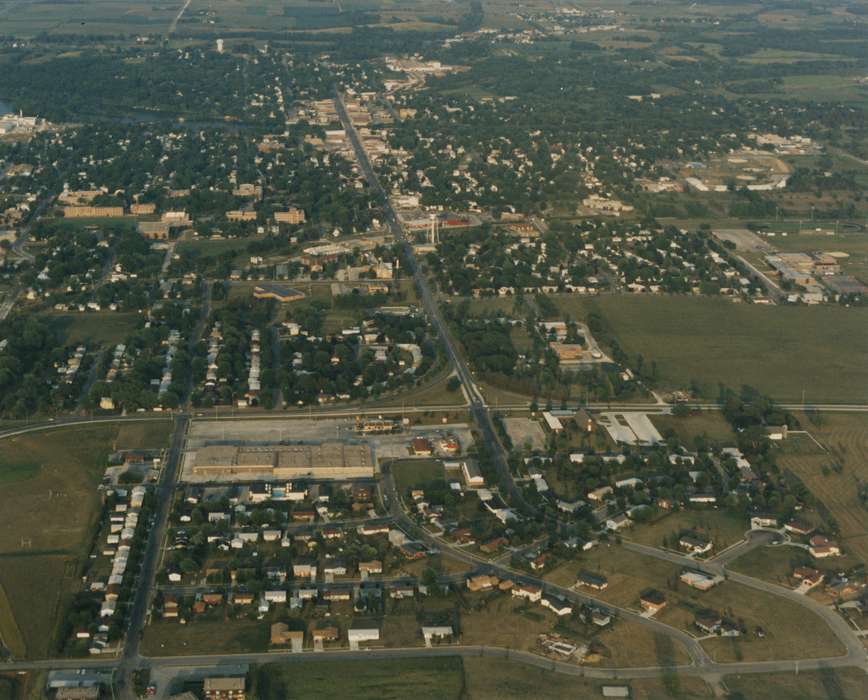 Main Streets & Town Squares, history of Iowa, Iowa History, Lakes, Rivers, and Streams, Aerial Shots, Iowa, Cities and Towns, Landscapes, correct date needed, Waverly Public Library