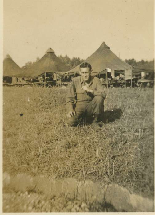 Military and Veterans, Travel, history of Iowa, Iowa History, McCllough, Connie, France, Iowa, camp, Portraits - Individual