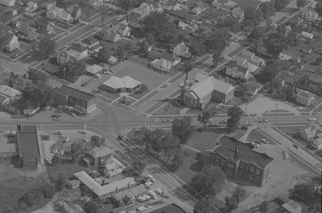 Cities and Towns, Iowa History, Iowa, school, Lemberger, LeAnn, Ottumwa, IA, Aerial Shots, street, intersection, history of Iowa