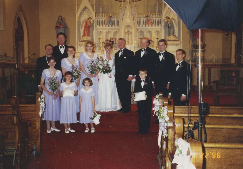 Portraits - Group, history of Iowa, Religious Structures, Iowa History, Families, flower girl, Reinbeck, IA, wedding dress, East, Lindsey, Iowa, Weddings, church, flower, Children, suit