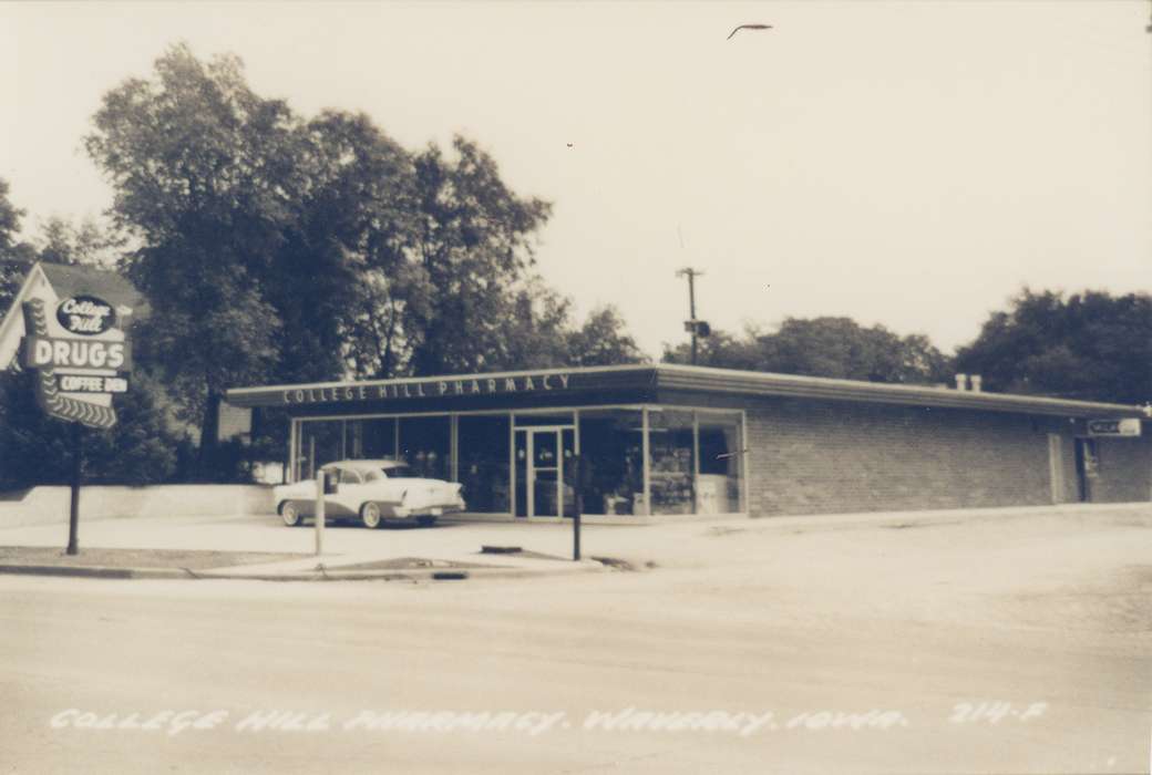 Waverly Public Library, pharmacy, Iowa History, history of Iowa, Motorized Vehicles, Businesses and Factories, car, business, Waverly, IA, Iowa, Homes, home