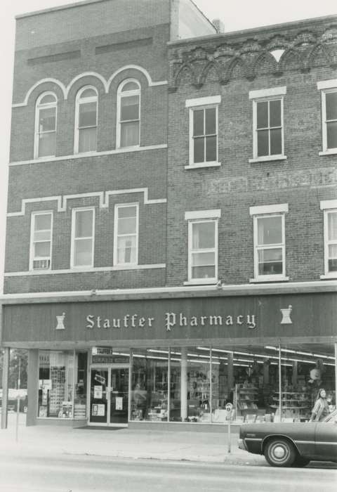 pharmacy, main street, Waverly Public Library, Main Streets & Town Squares, Iowa, history of Iowa, Iowa History, Businesses and Factories