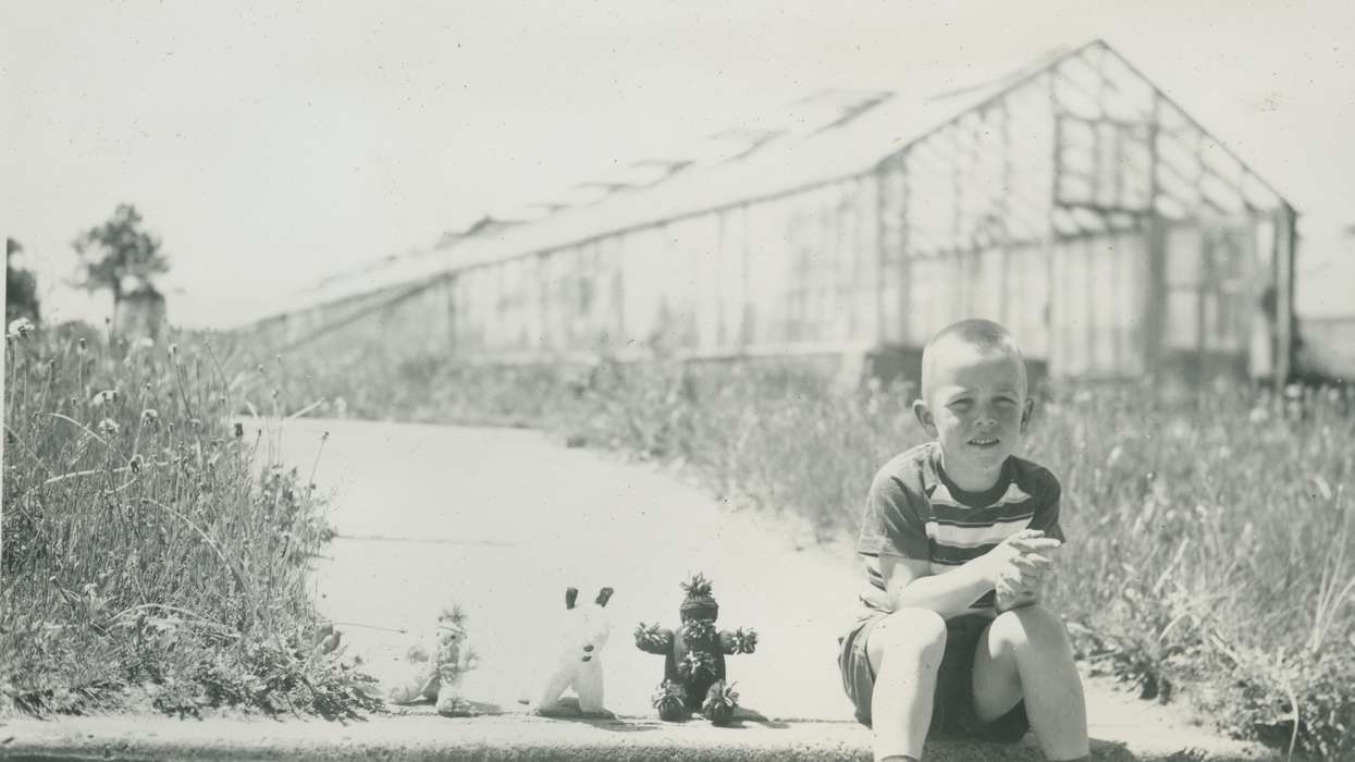 history of Iowa, Iowa History, greenhouse, Webster City, IA, toy, Iowa, McMurray, Doug, Children, Portraits - Individual
