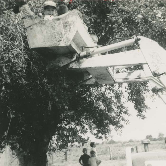 Farming Equipment, Meyers, Peggy, history of Iowa, Iowa History, apple tree, West Liberty, IA, Iowa, Farms, Children
