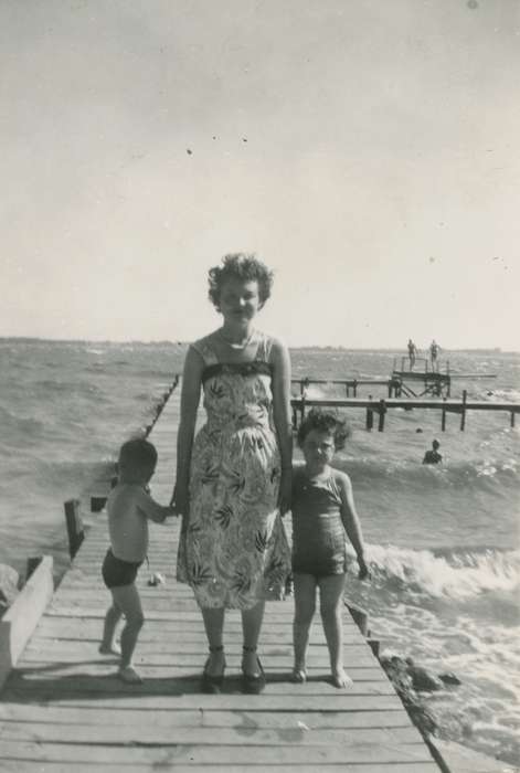 Portraits - Group, Travel, swimming, history of Iowa, Iowa History, IA, summer, Iowa, Owens, Tricia, pier, Leisure