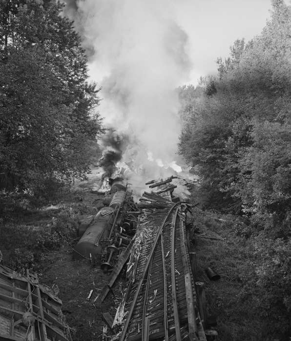 history of Iowa, Iowa History, Wrecks, Hedrick, IA, fire, railroad, train track, Iowa, Lemberger, LeAnn, train