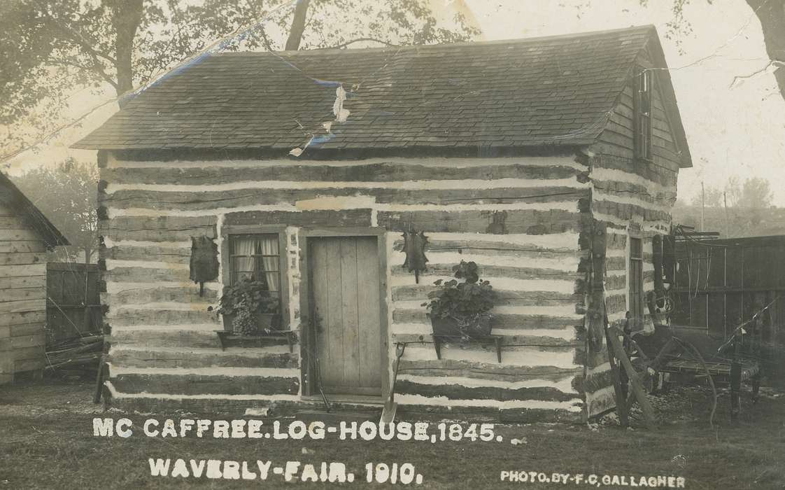 history of Iowa, Iowa History, waverly fair, Fairs and Festivals, log cabin, Iowa, Cities and Towns, Homes, Waverly Public Library